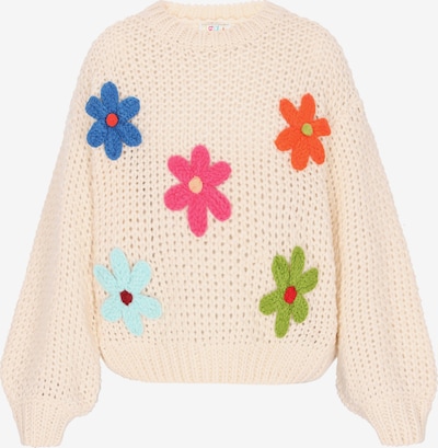 IZIA Свитер оверсайз в Небесно-голубой / Темно-оранжевый / Ярко-розовый / Цвет белой шерсти, Обзор товара