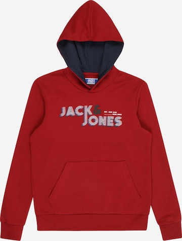 Jack & Jones Junior كنزة رياضية 'Friday' بلون أحمر: الأمام