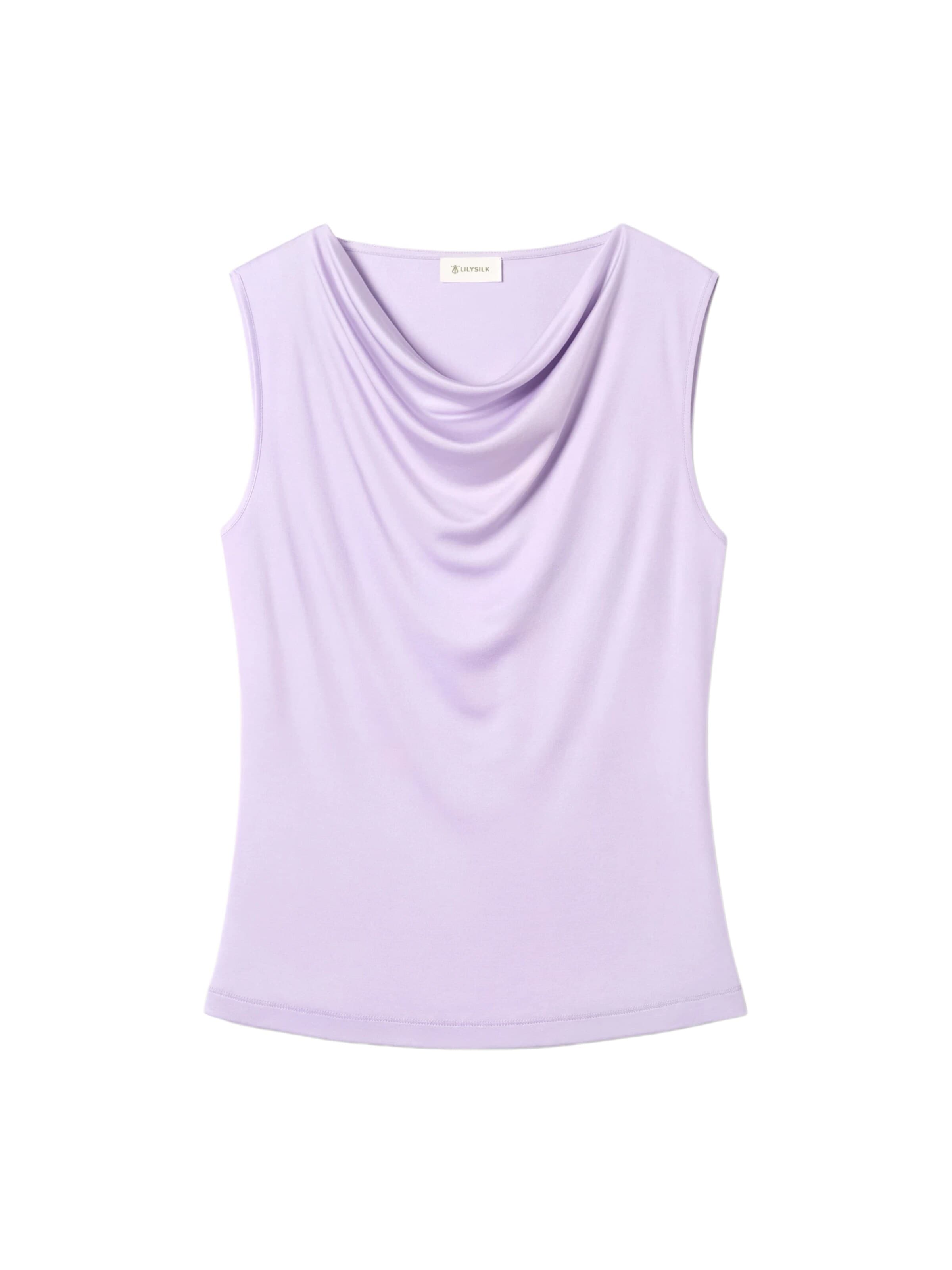 Lilysilk Top 'Seidenjersey Ärmelloses Top mit Wasserfallausschnitt' in Purple: front