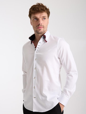 Slim fit Camicia business 'Vesuvio Iconic Satin Man Shirt Black' di 7Camicie in bianco