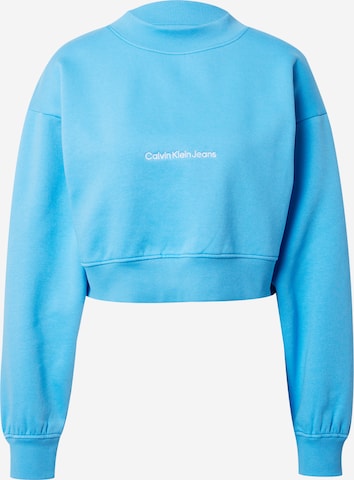 Sweat-shirt Calvin Klein Jeans en bleu : devant