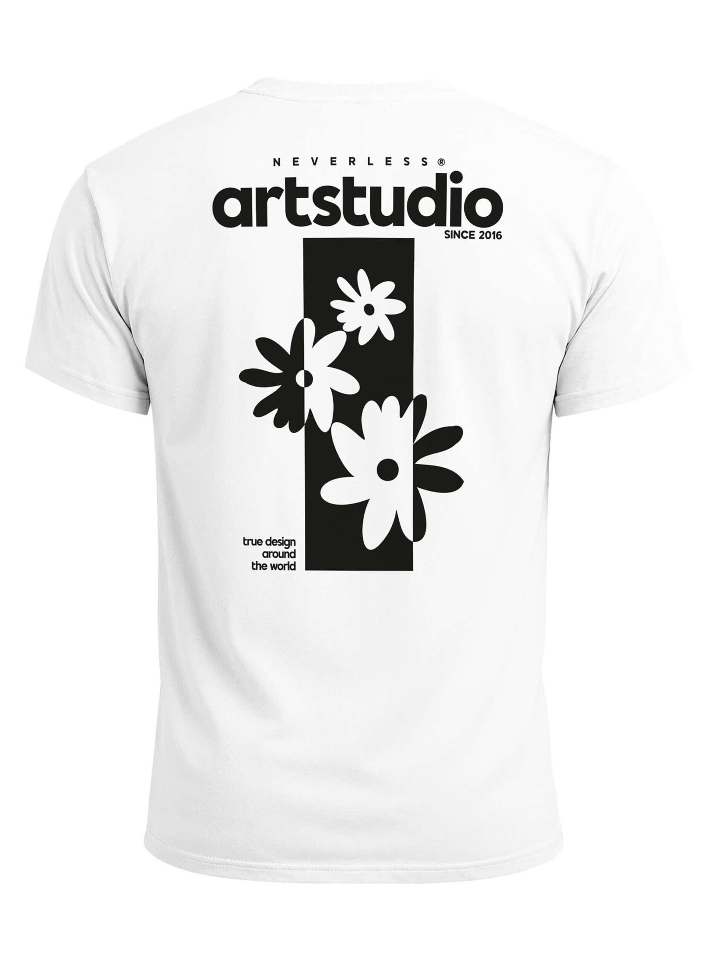 Neverless Shirt 'Artstudio Flowers' in White: front