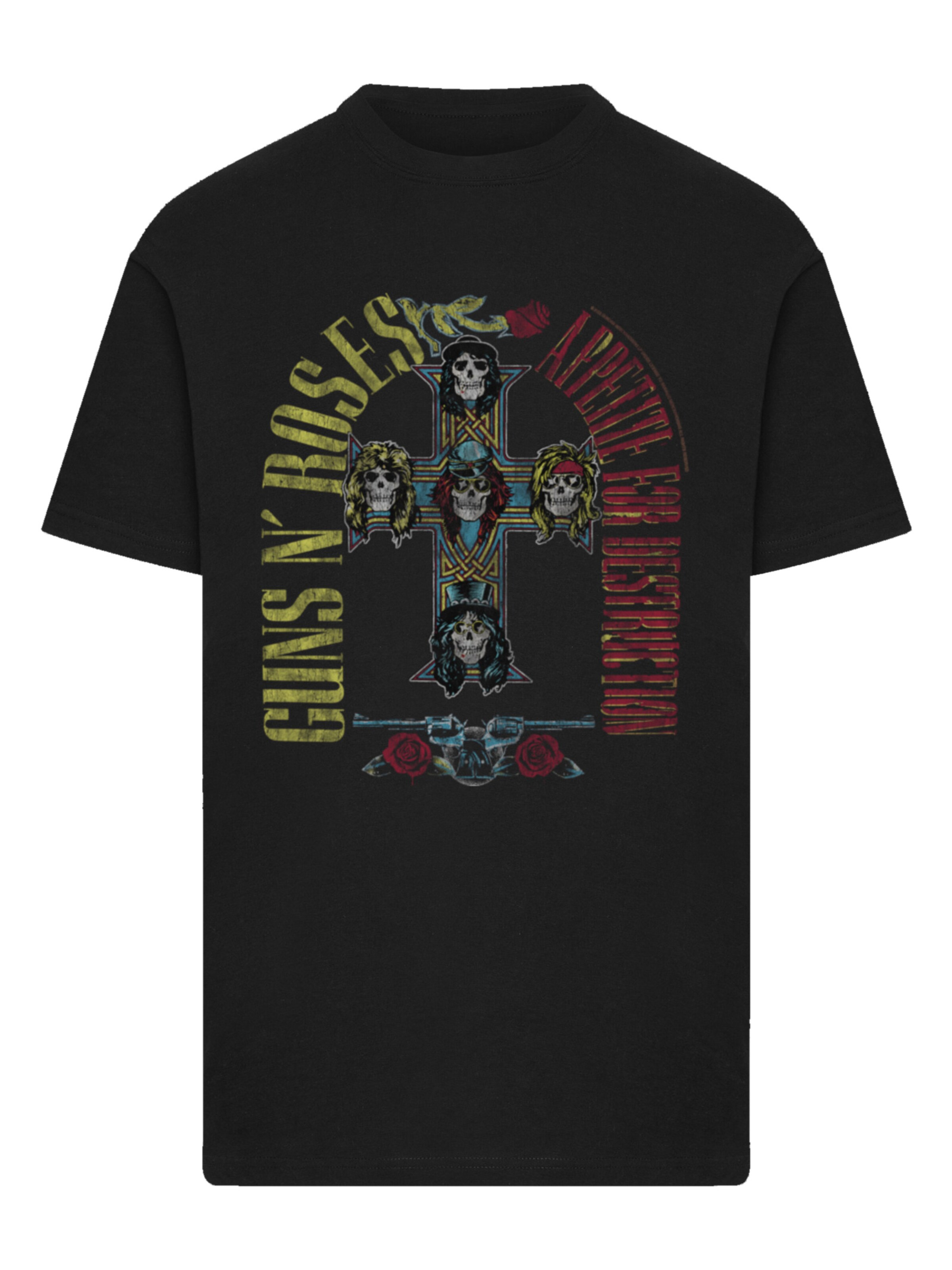 F4NT4STIC Shirt 'Guns N' Roses Skull Rock Band Merch' in Black: front