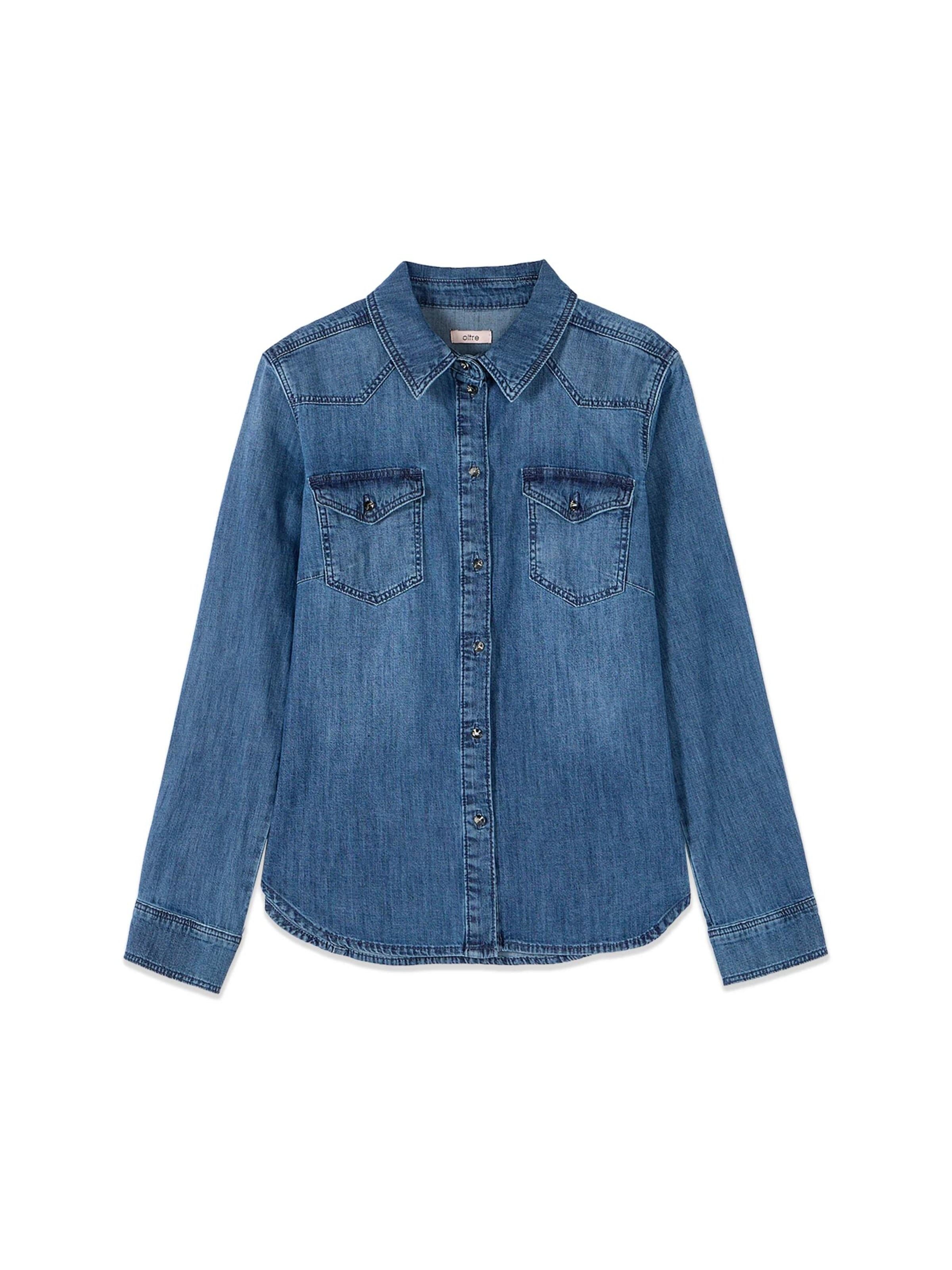Camicia da donna di oltre in blu: frontale