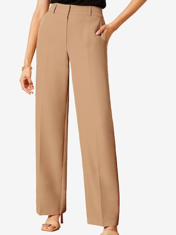 love & roses Regular Pressveckad byxa i beige: framsida