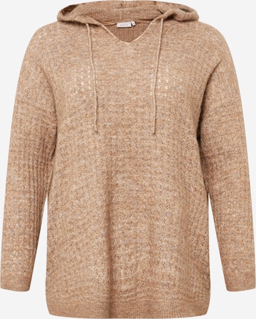 Fransa Curve Sweater in Brown: front