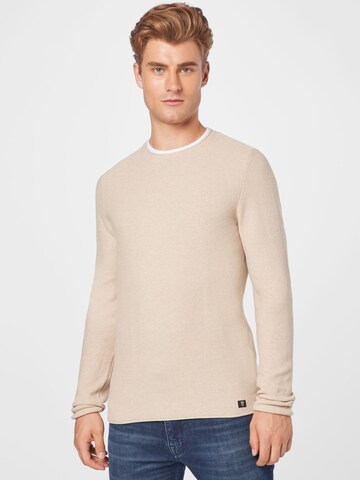 TOM TAILOR DENIM Sweater in Beige: front