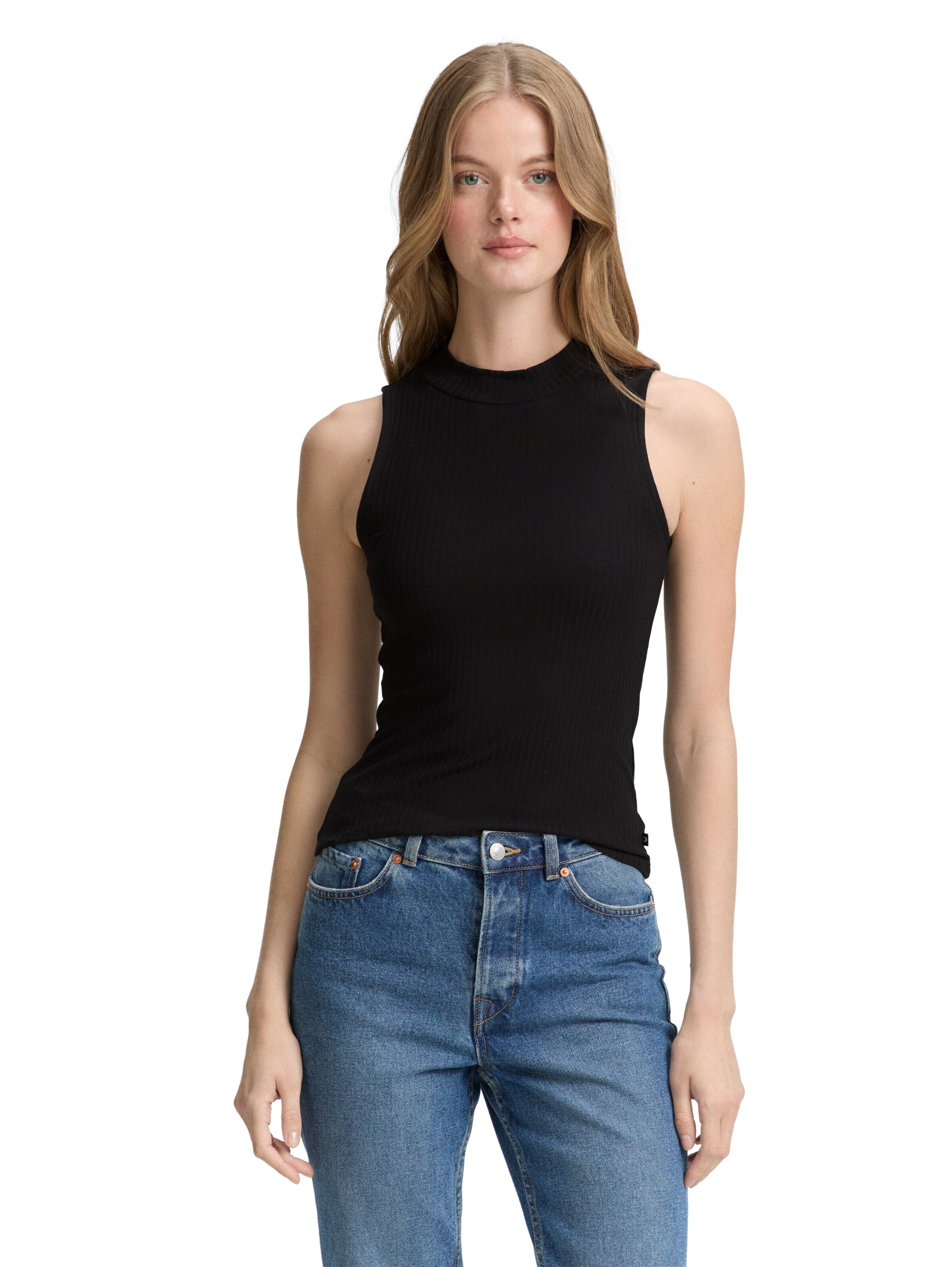 TOM TAILOR DENIM Top in Schwarz: Vorderseite