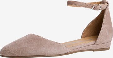 TAMARIS Ballerina met riempjes in Beige: voorkant