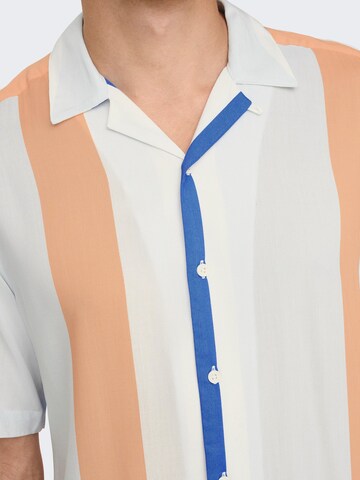 Only & Sons Regular fit Button Up Shirt 'Wayne' in Orange