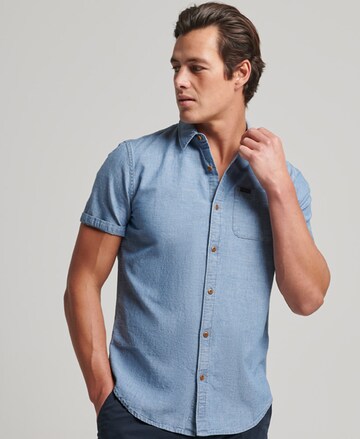 Superdry Regular fit Button Up Shirt in Blue: front