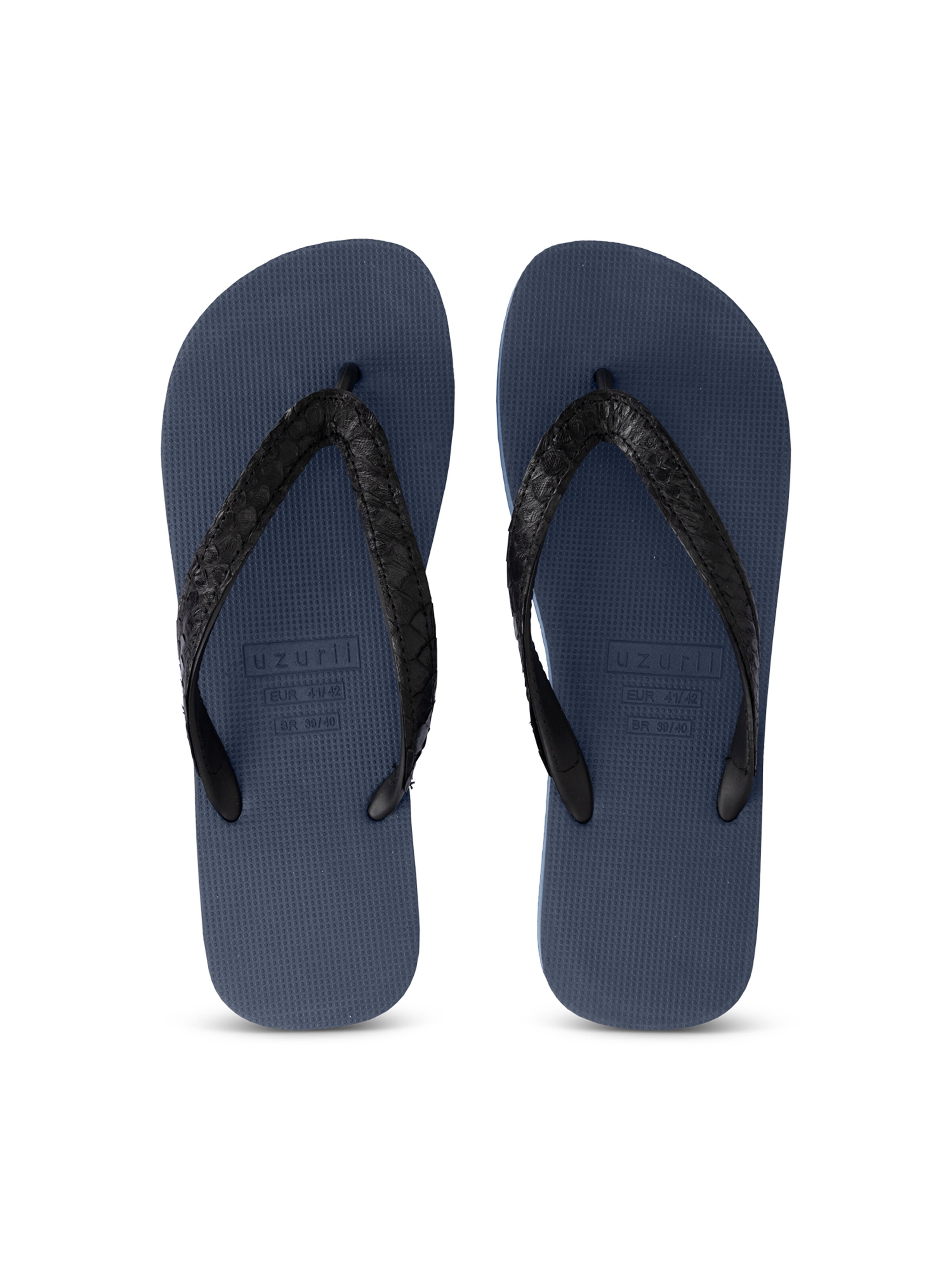 Uzurii Luxury Footwear T-Bar Sandals 'Python' in Blue