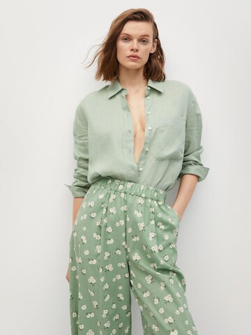 MANGO Wide leg Bandplooibroek in Groen