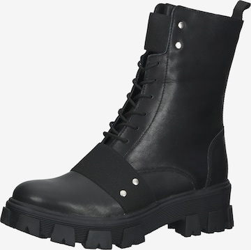 ILC Lace-Up Ankle Boots in Black: front