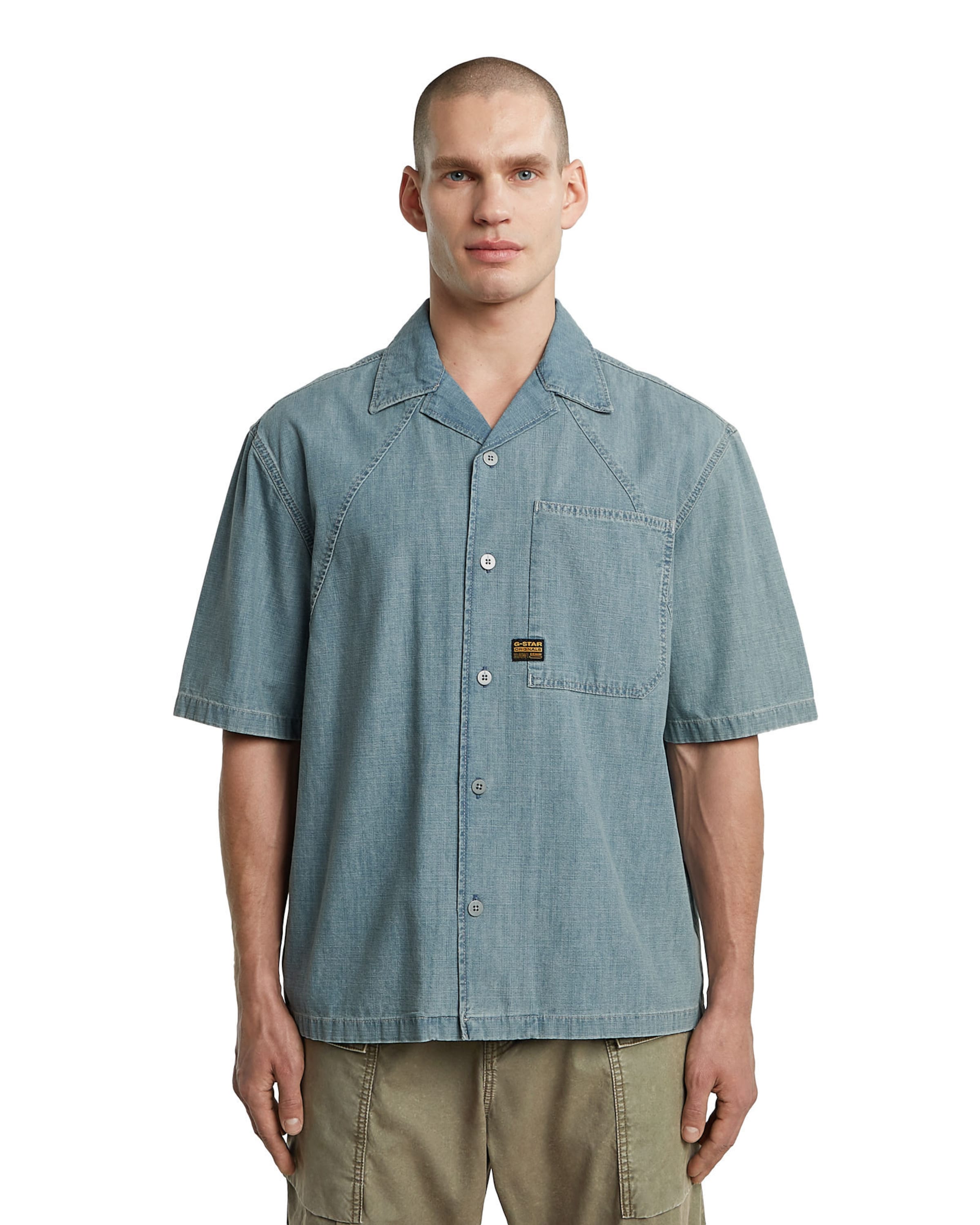 G-STAR Comfort fit Button Up Shirt in Blue: front