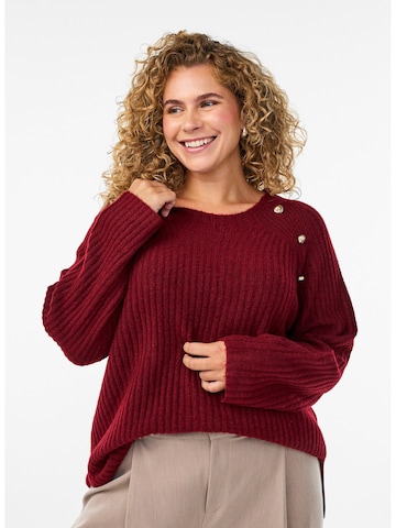 Zizzi Sweatshirt 'Cacomfy' i rød: forside