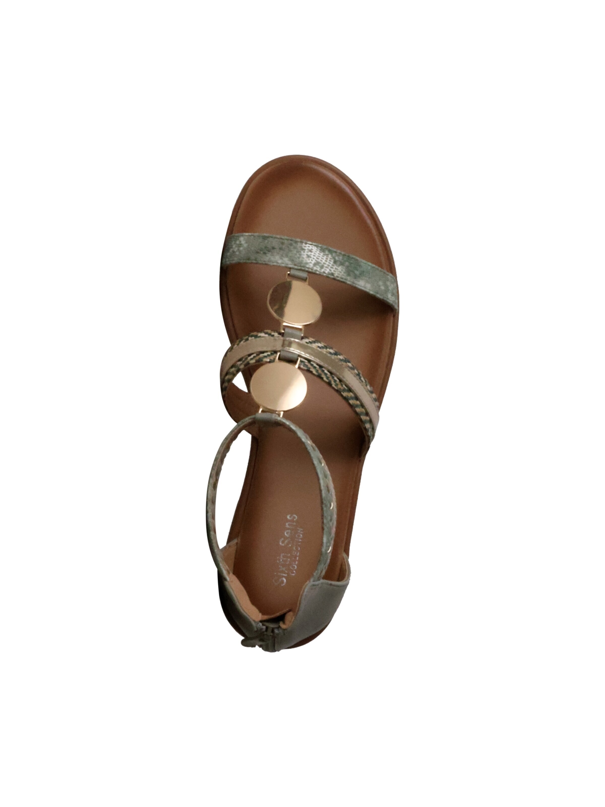 Sixth Sense Sandaal 'Flache Sandalen mit Reißverschluss' in Groen