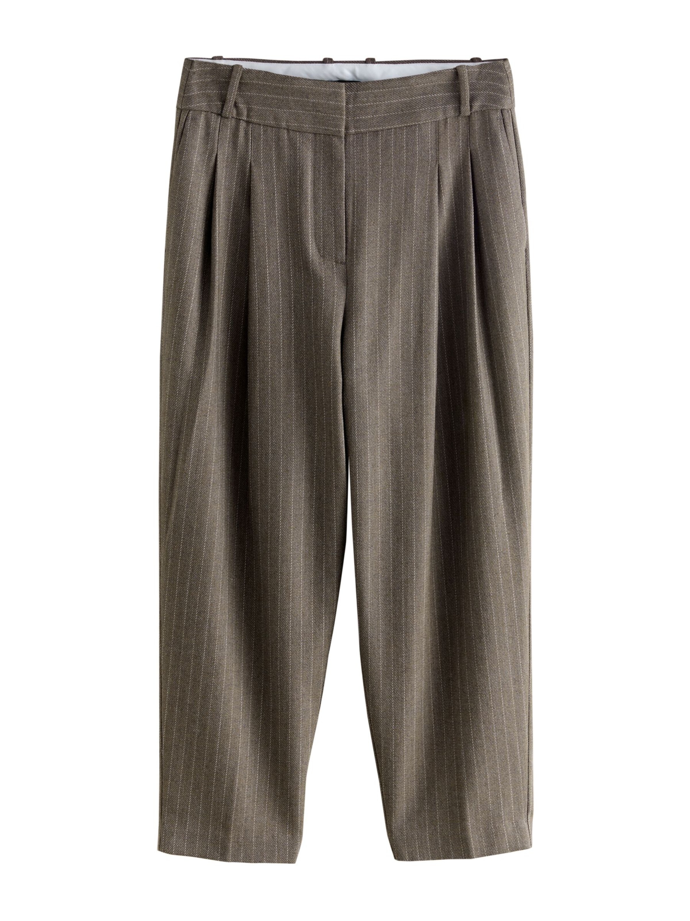 Next Loosefit Bukser med lægfolder i brun: forside