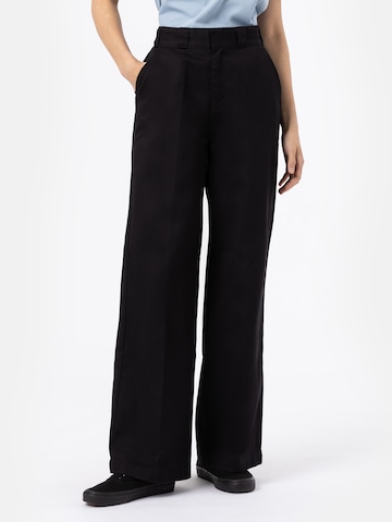 DICKIES Wide leg Trousers with creases 'GROVE' in Black: front