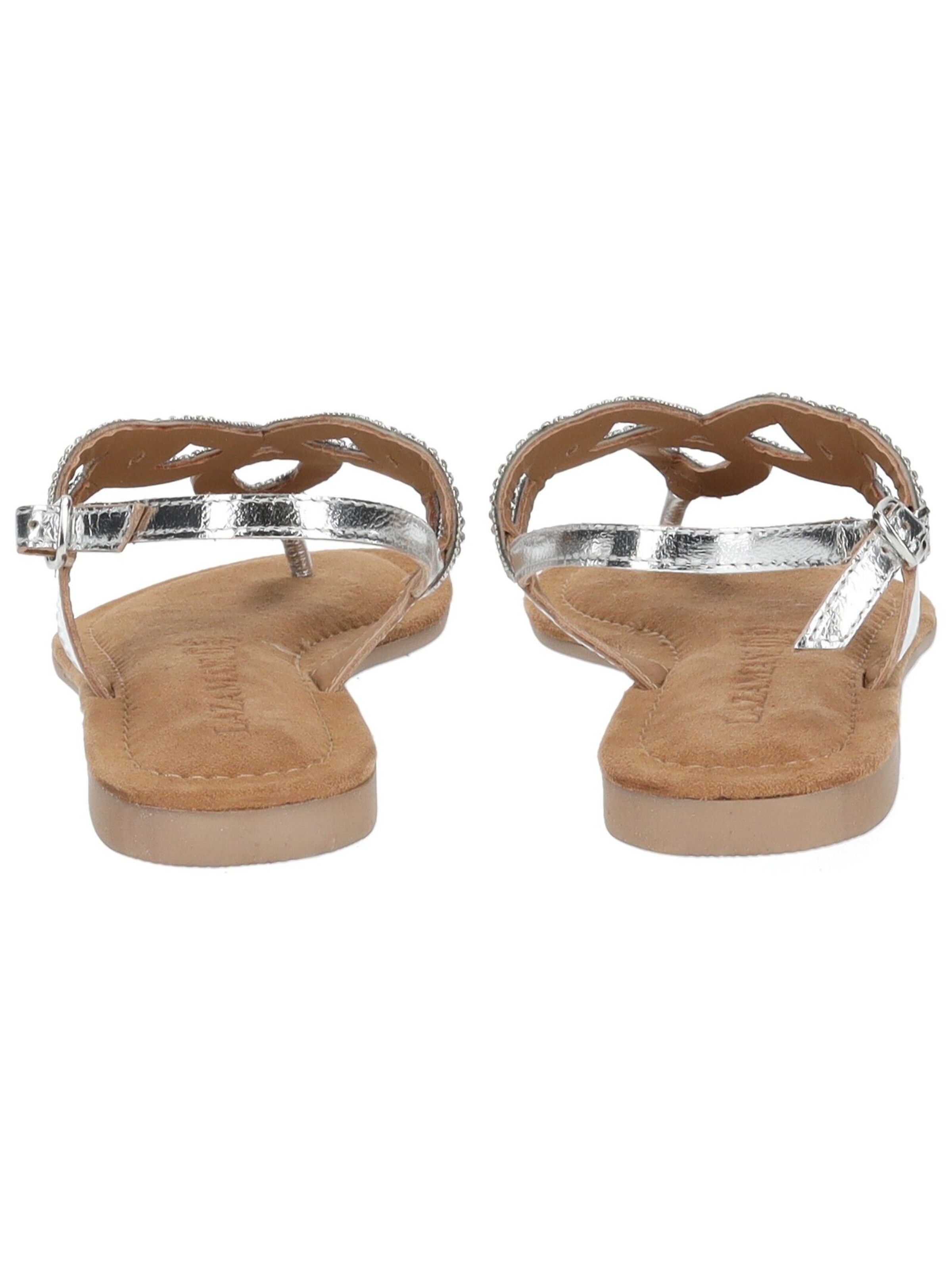 LAZAMANI T-Bar Sandals in Silver