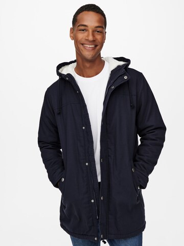 Only & Sons Winter Parka 'Alex' in Blue: front