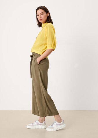 s.Oliver Wide leg Pleat-Front Pants in Green