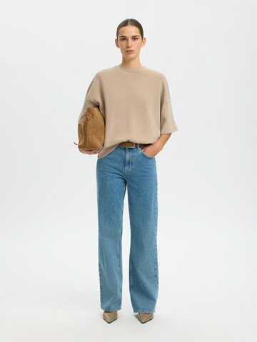 T-shirt oversize 'SLFTenny' SELECTED en beige