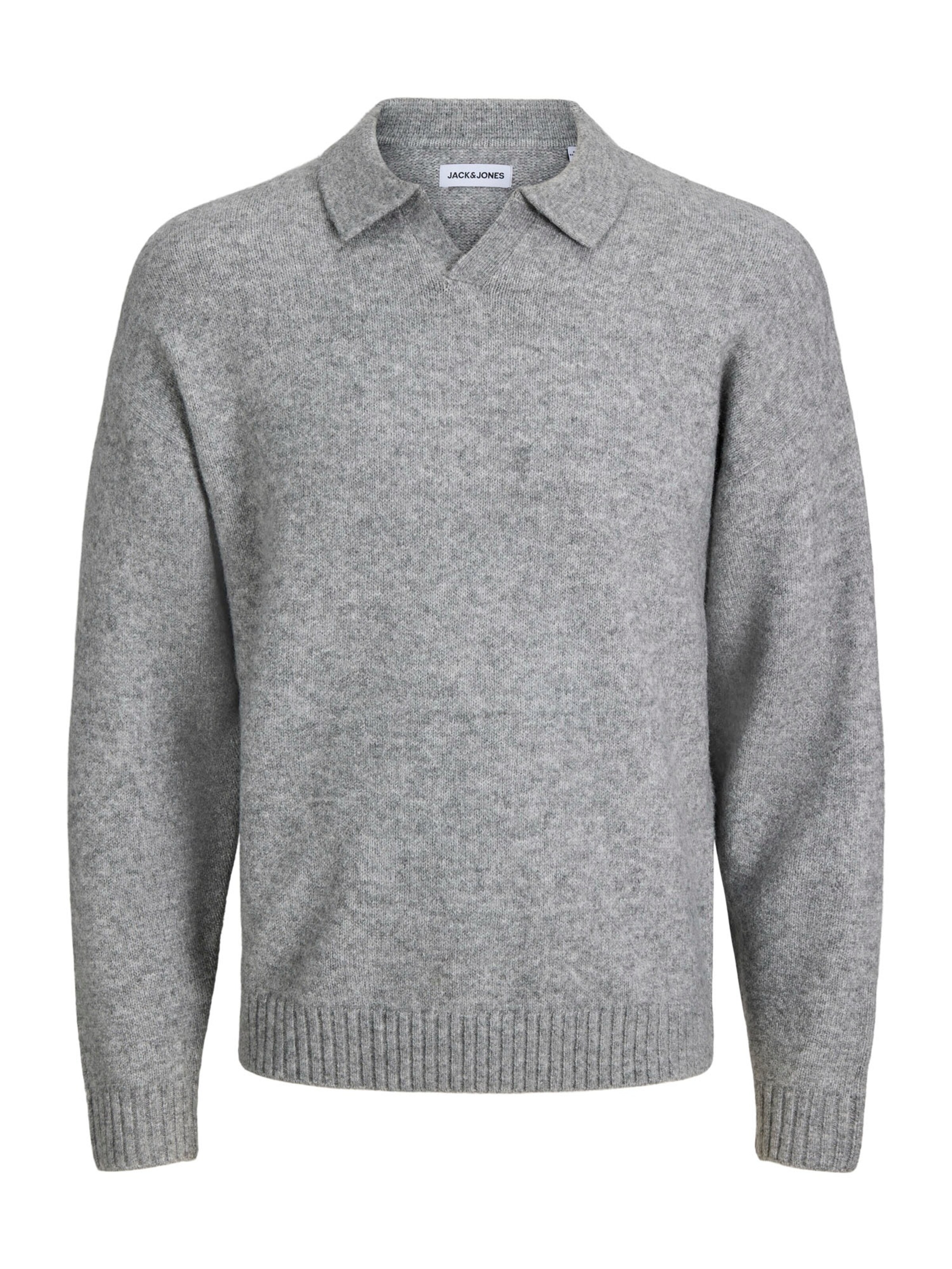 JACK & JONES Пуловер 'JJESOHO OLLIE' в сиво: отпред
