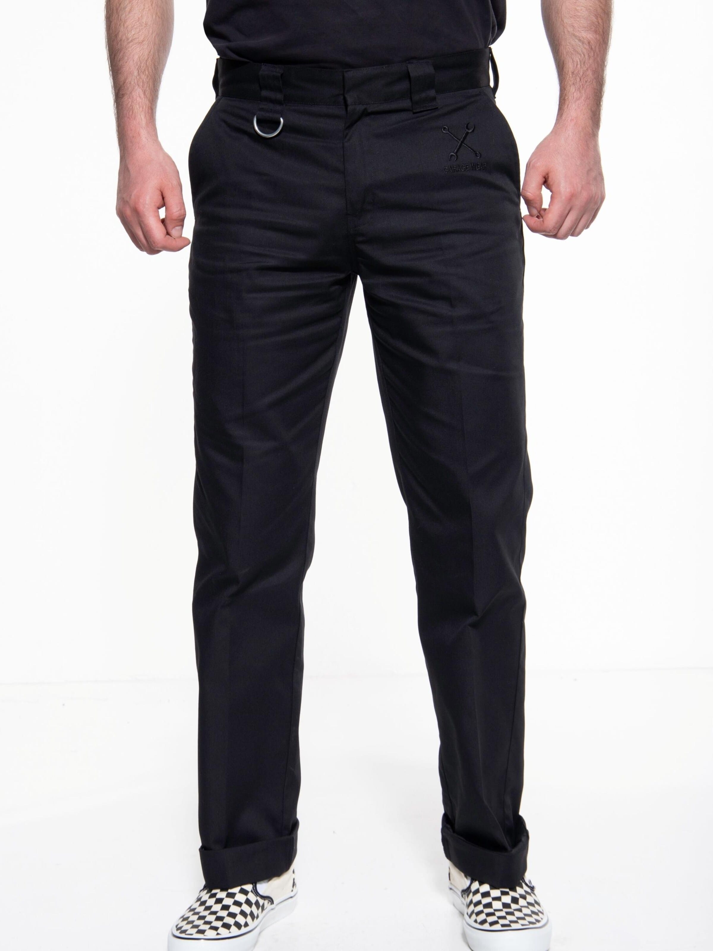 King Kerosin Regular Chino Pants in Black: front
