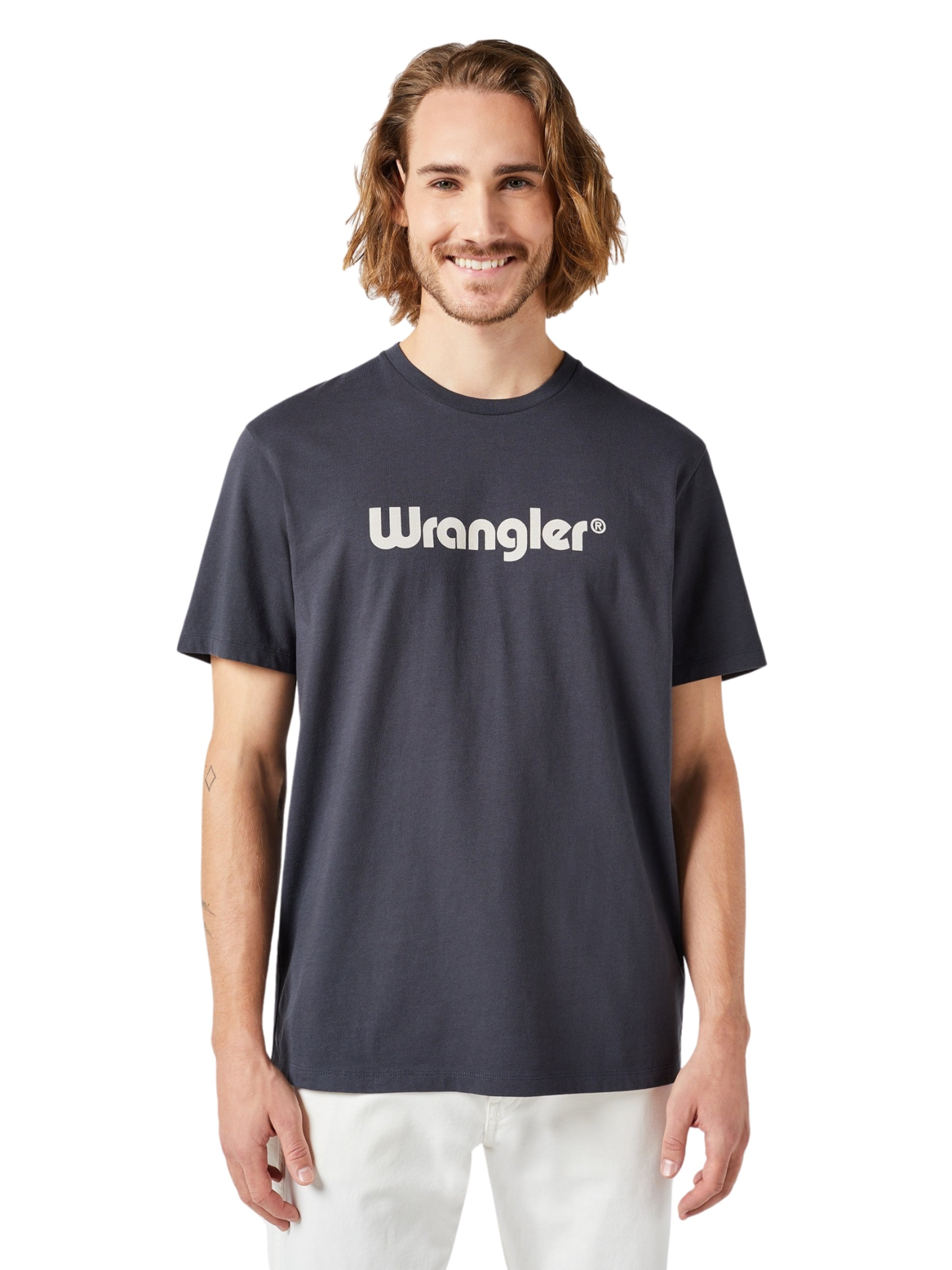 WRANGLER Тениска 'LOGO TEE' в черно: отпред