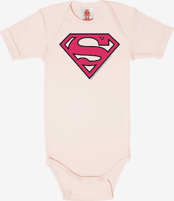 LOGOSHIRT Romper/Bodysuit 'DC - Superman Logo' in Pink: front