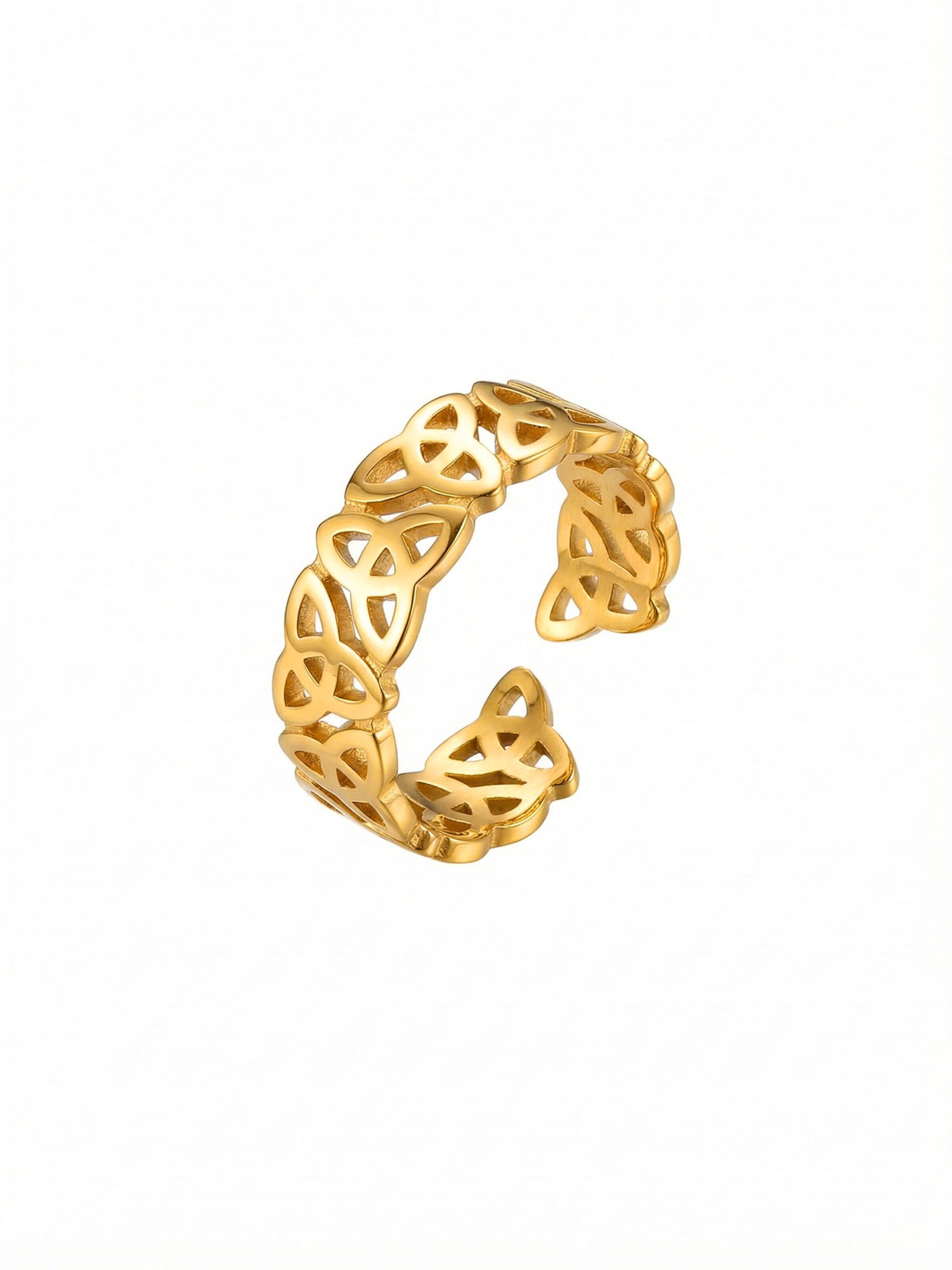 Nemomatheo Ring 'Sacred Knot – Keltischer Offener Ring' in Gold: front