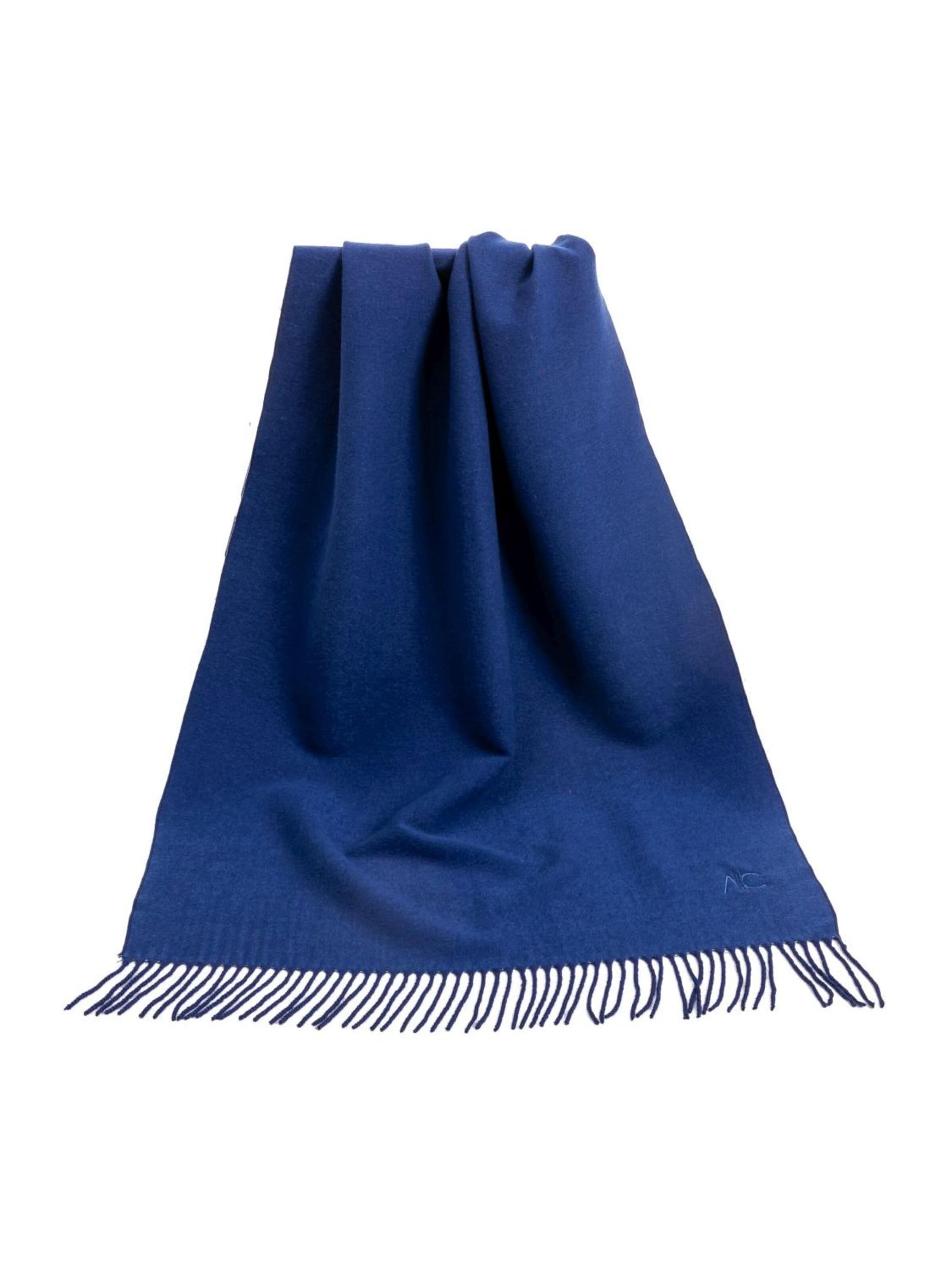 Écharpe 'Écharpe en cachemire bleu marine Recto-Verso' alberto cabale en bleu : devant