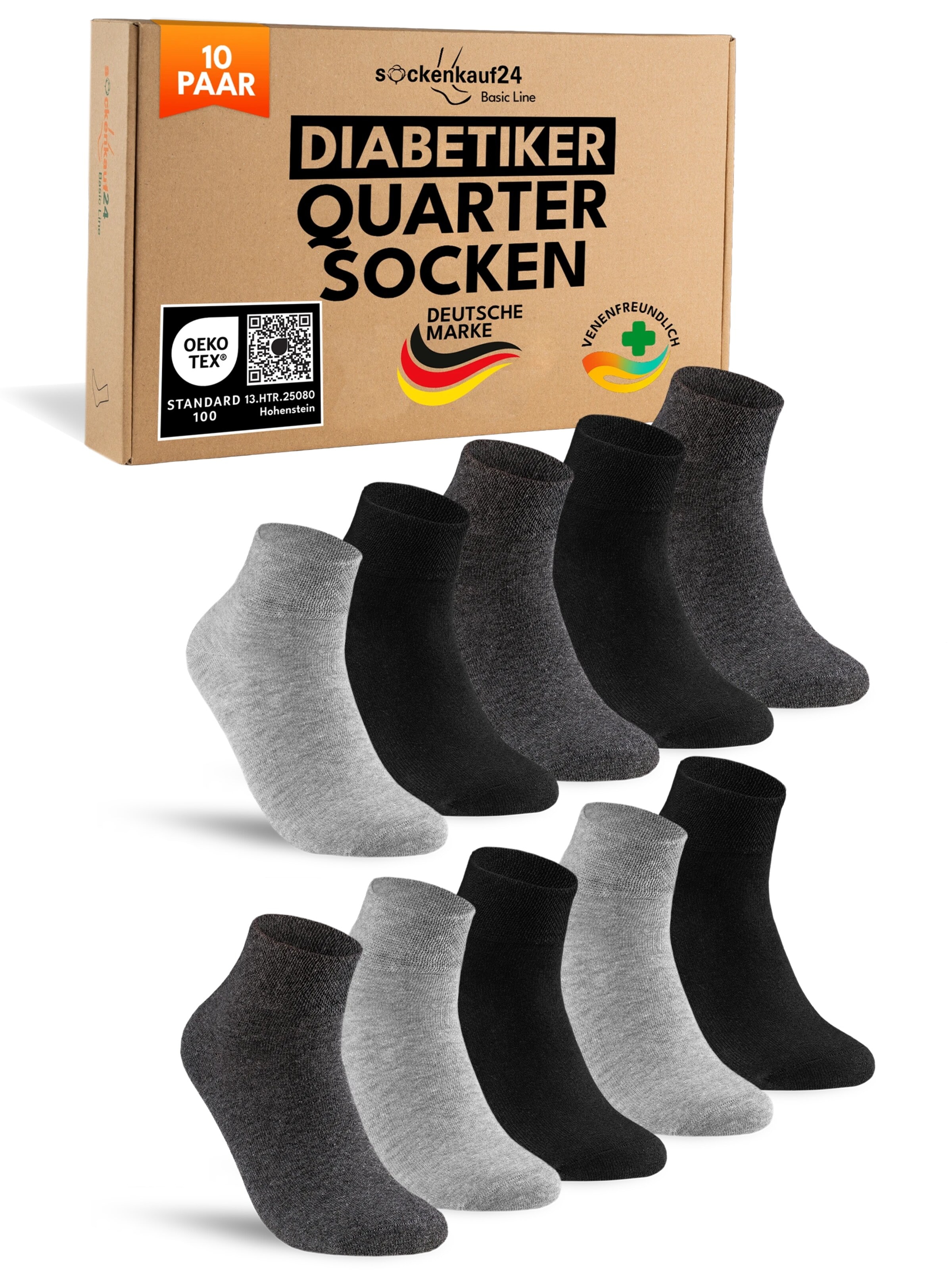 sockenkauf24 Socken 'Diabetiker Socken'‌‌‌‌‌‌‌ in 35-38 in grau, Produktansicht