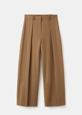 MANGO Wide leg Pleat-Front Pants 'Systeck' in Brown