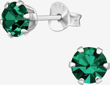 Boucles d'oreilles 'Silberne Runde 5 mm Ohrstecker mit Kristallen' Maxte en vert : devant