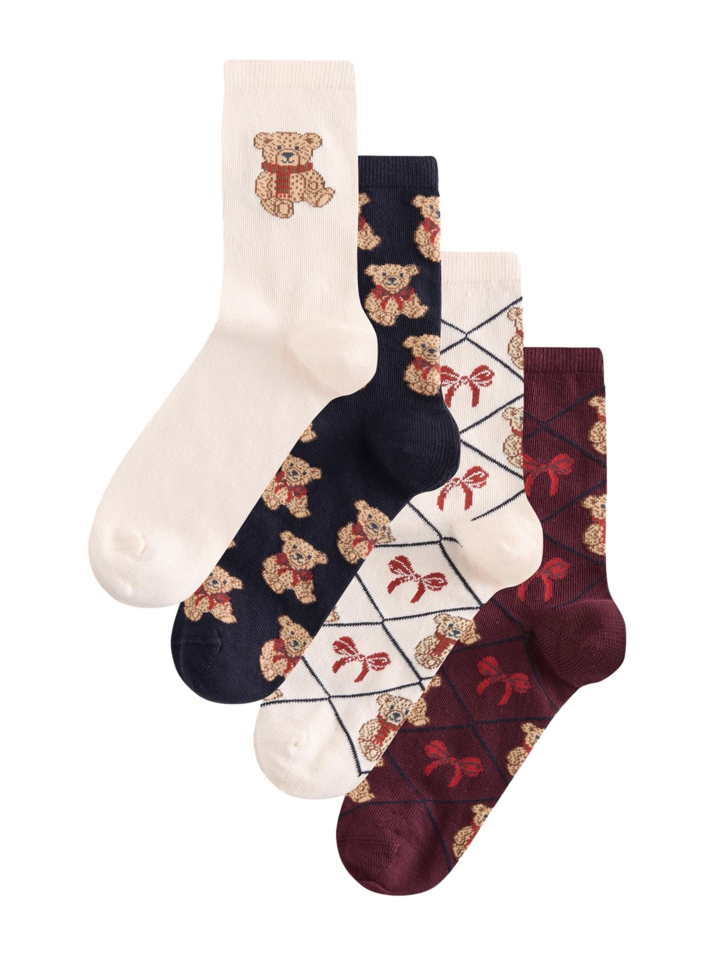 Next Sokker i One Size i beige / lysebeige / navy / vinrød, Produktvisning