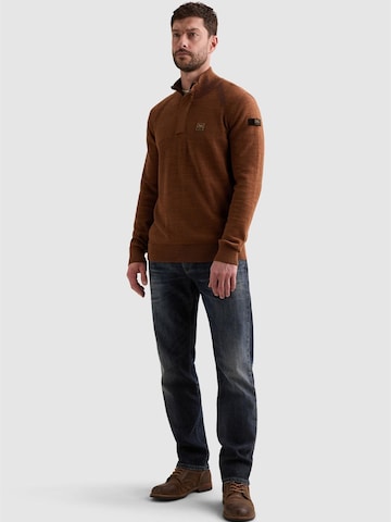Pull-over 'Pullover with half-zip and raglan sleeves' PME Legend en marron