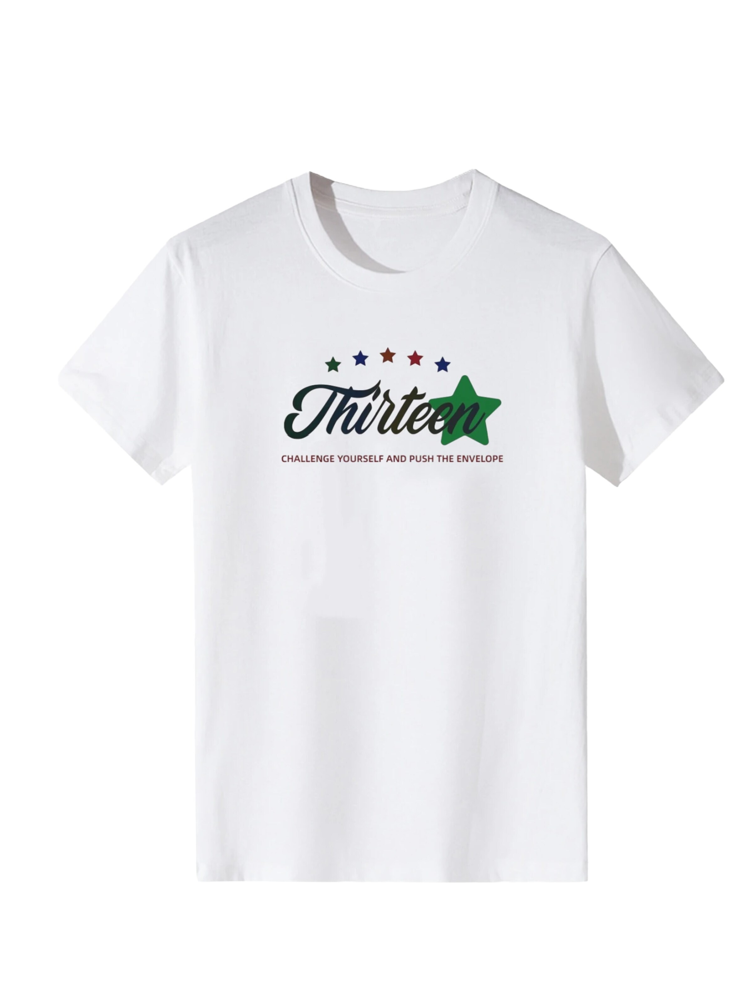 LapaPlus Shirt 'Women Gradient Cursive Thirteen Star Print T-Shirt' in White: front