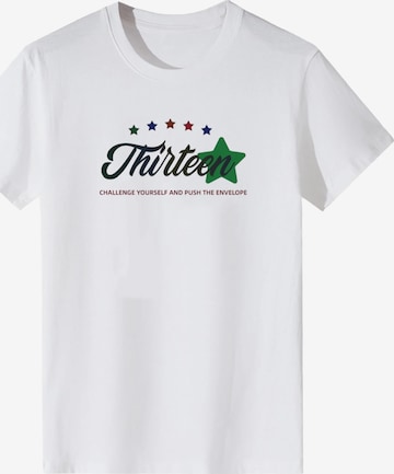 T-shirt 'Women Gradient Cursive Thirteen Star Print T-Shirt' LapaPlus en blanc : devant
