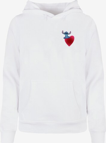 ABSOLUTE CULT Sweatshirt 'Lilo And Stitch - Sitting On Heart' in White: front