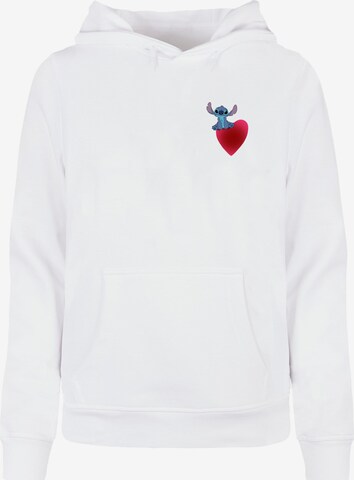 ABSOLUTE CULT Sweatshirt 'Lilo And Stitch - Sitting On Heart' in Wit: voorkant