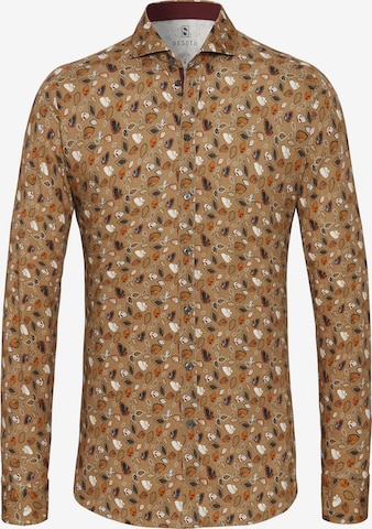 DESOTO Slim fit Button Up Shirt in Brown: front