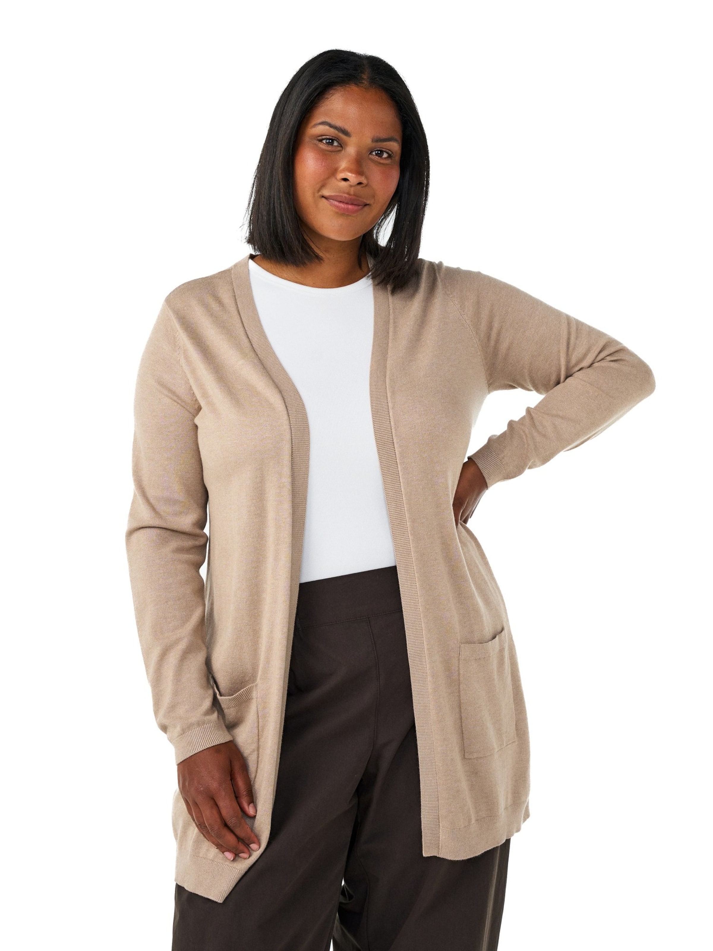 Cardigan 'MCARRIE' Zizzi en beige : devant