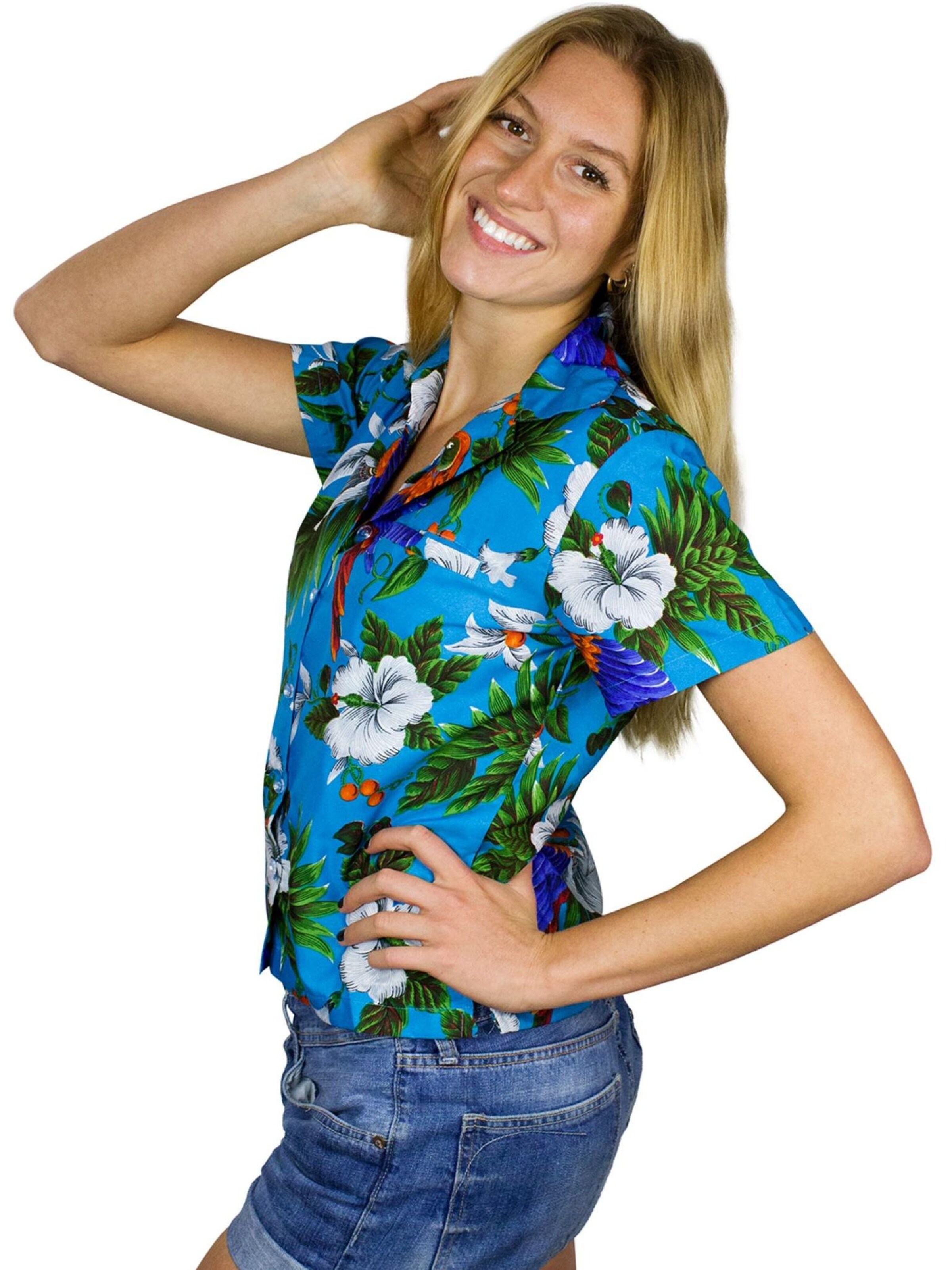 King Kameha Bluse 'Cherryparrot'‌‌‌‌‌‌‌‌‌‌ in Blau