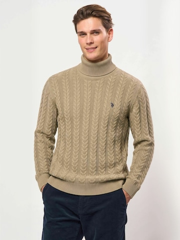 U.S. POLO ASSN. Sweter ' UMDashe ' w kolorze beżowy: przód