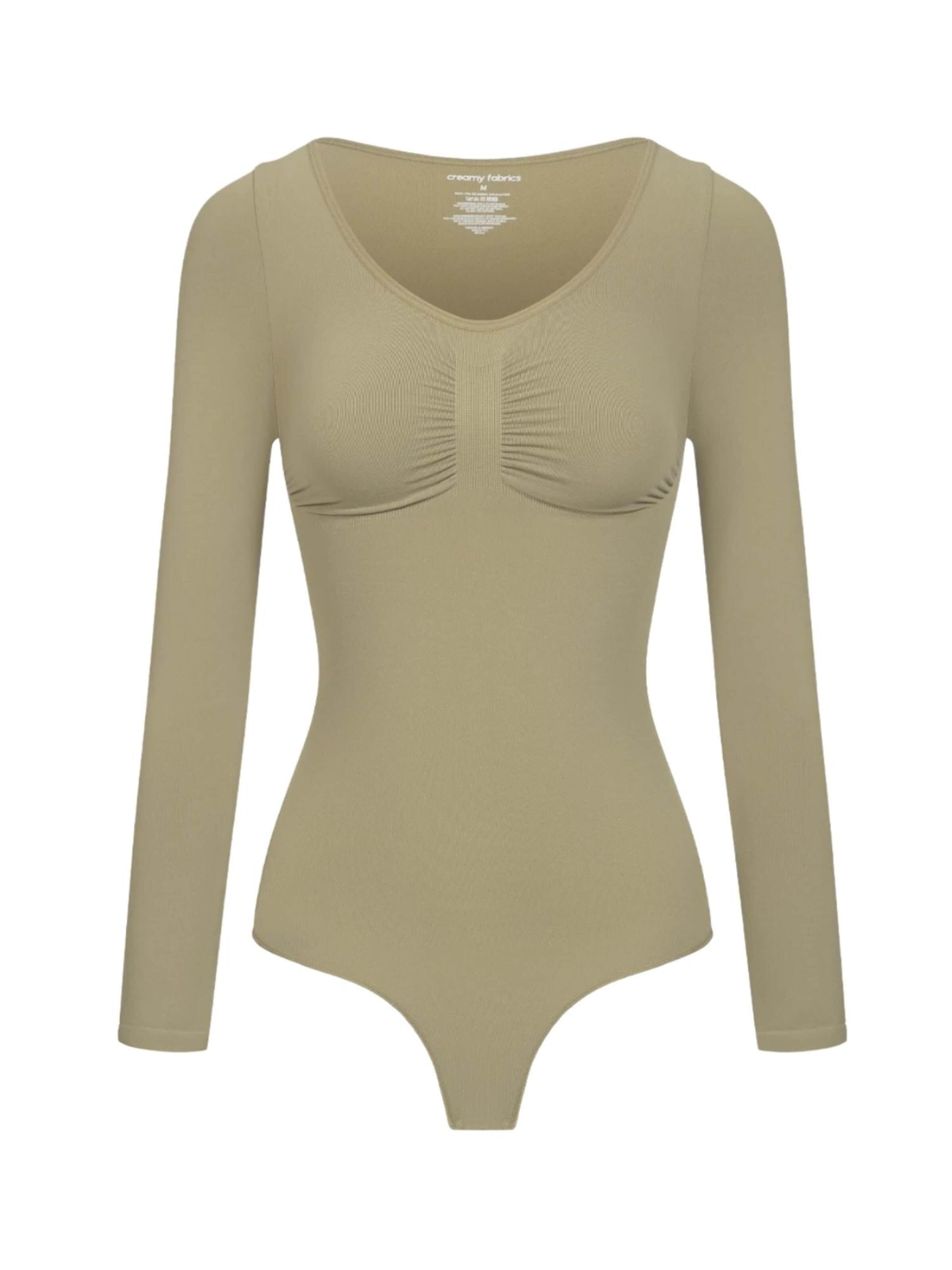 cfab Shapingbody 'Bodysuit Sculpting Shapewear Longsleeve mit String' in Groen: voorkant