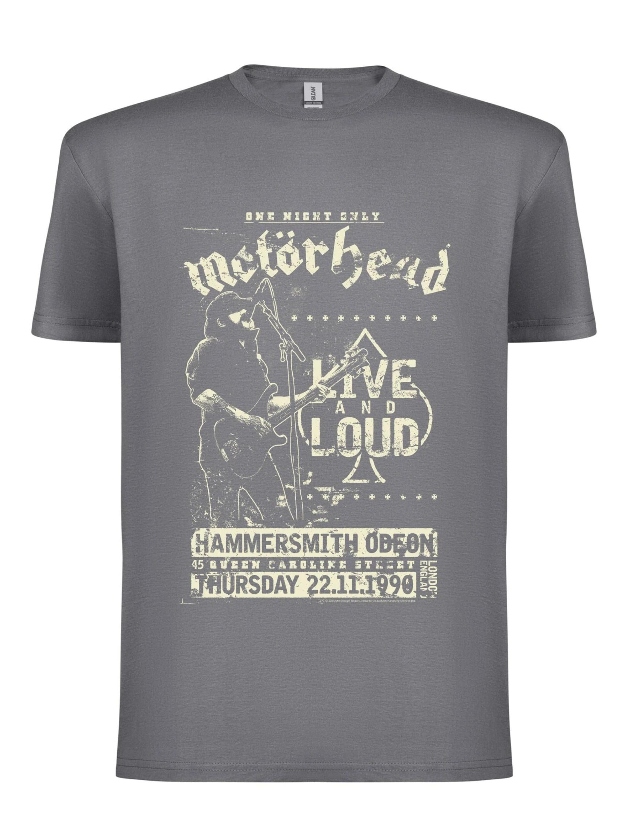 Motörhead Shirt 'Motörhead Live and Loud  T-Shirt' in Grey: front