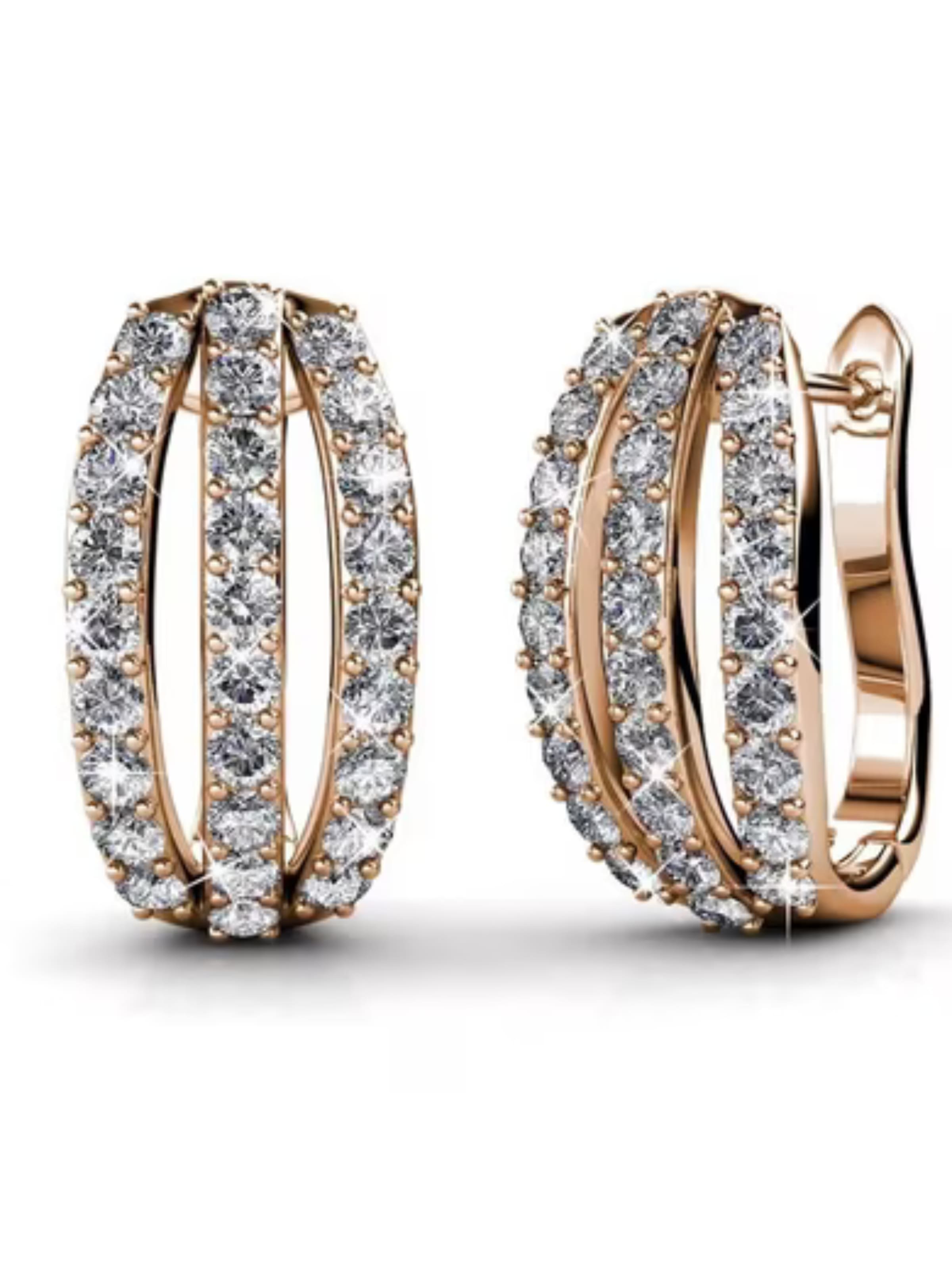 ROUGEMONT Jewellery Earrings 'Funkelnde Kristall Creolen Ohrringe' in Gold: front