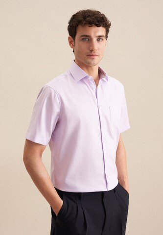 SEIDENSTICKER Regular fit Button Up Shirt 'Smart Essentials' in Purple: front